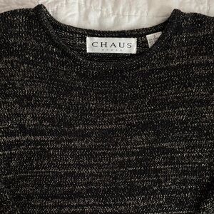 Chaus Black and Gold Knit Top